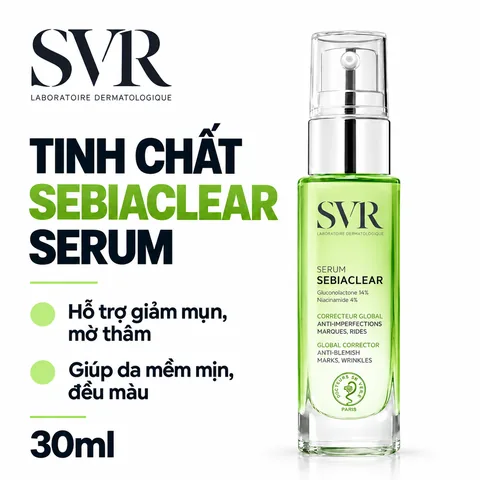 Serum SVR Làm Giảm Mụn, Mờ Nám, Làm Mềm Mịn Da Sebiaclear Gluconolactone 14% + Niacinamide 4% 30ml (Nhập Khẩu)
