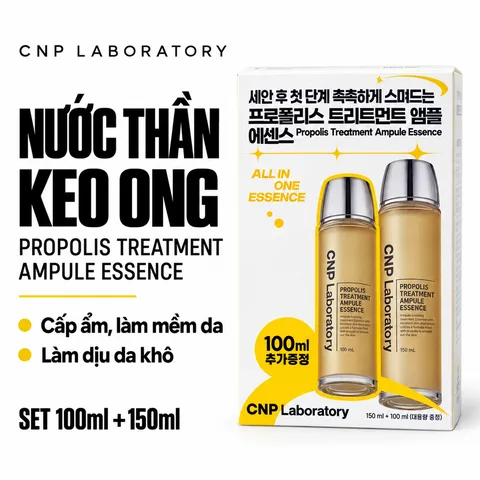 Set Nước Thần Keo Ong Phục Hồi Da CNP Laboratory Treatment Ampule Essence (100ml +150ml) (Nhập Khẩu)