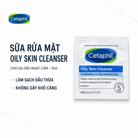 (QT) Sữa Rửa Mặt Dịu Nhẹ Không Xà Phòng Cetaphil Oily Skin Cleanser 5ml