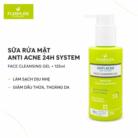 Sữa Rửa Mặt Ngừa Mụn Floslek Anti Acne System Face Cleansing Gel 125ml (Nhập Khẩu)