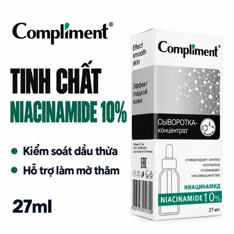 Tinh Chất Hỗ Trợ Ngăn Ngừa Mụn Và Dưỡng Trắng Cho Da Dầu Compliment Niacinamide 10% 27ml