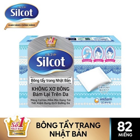 Bông Tẩy Trang Silcot Nhật Bản Xanh Da Trời 82 Miếng
