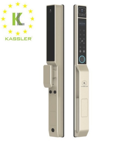 Khoá nhôm kính nhận diện khuôn mặt Kassler KL-599 VF Gold, app wifi