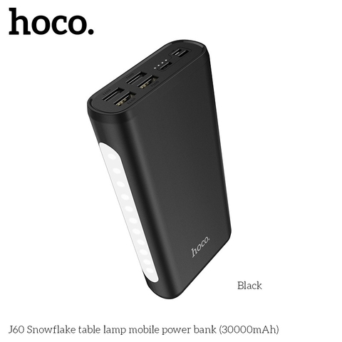 Pin dự phòng 30.000mAh HOCO J60 Black/White Chính hãng (4 Cổng USB, LED)
