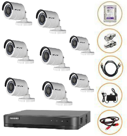 BỘ 8 CAMERA NGOÀI TRỜI CÓ ÂM THANH DS-2CE16D0T-LFS