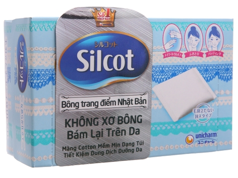 Hộp Bông trang điểm [BÔNG TẨY TRANG UNICHARM] Silcot 82 miếng/hộp