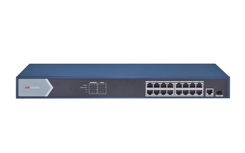 Switch POE GIGABIT 16 cổng PoE 1000M,  2 cổng SFP độc lập 10/100/1000M, Layer 2 DS-3E0518P-E/M
