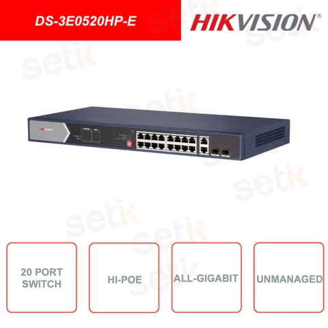 Switch mạng 16 cổng PoE , hỗ trợ HiPOE DS-3E0520HP-E
