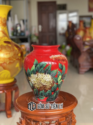 Bình hoa dáng đùi dế màu đỏ-BGD34