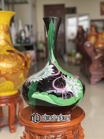 Lọ hoa gốm sứ 3d vẽ tài lộc-BGD41