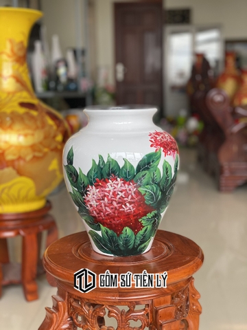 Bình hoa gốm sứ Bát Tràng màu trắng-BGD45