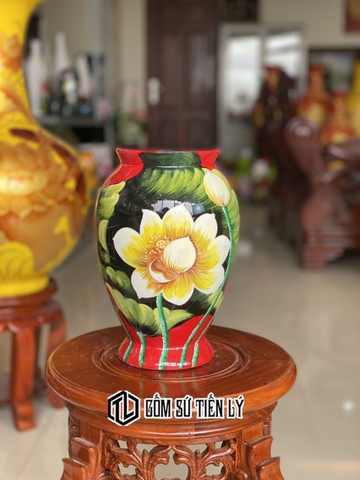 Bình hoa Bát Tràng dáng đùi dế hoa 3d-BGD46