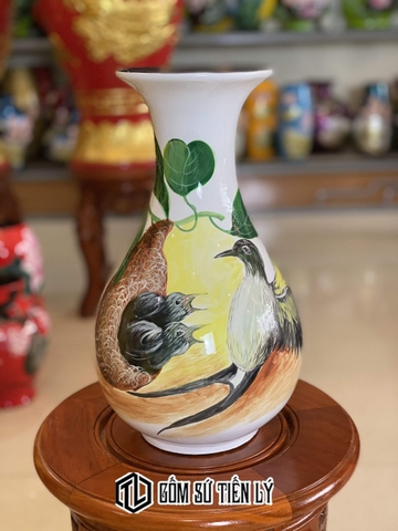 Lọ hoa trang trí hoạ tiết chim bay-BGD53
