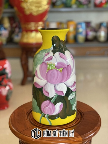Bình hoa dáng giỏ vẽ hoa 3d-BGD54
