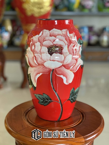 Bình hoa đẹp màu đỏ vẽ 3d-BGD82