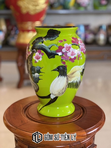 Bình sứ 3d Bát Tràng hoạ tiết hoa đào-BGD83