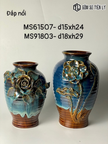 Bình hoa dáng đùi dế đắp nổi cao cấp- TLN09