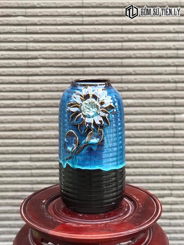 Bình hoa đắp nổi Bát Tràng- TLN16