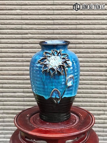 Bình hoa đắp nổi trang trí dáng đùi dế- TLN02