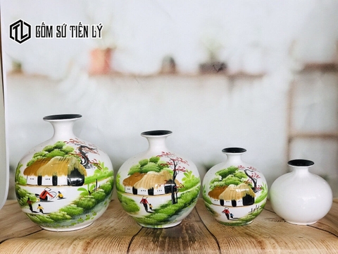 Bình hoa sơn mài hút lộc Bát Tràng-TLM04