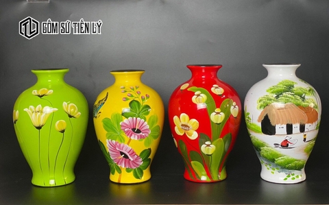 Bình hoa sơn mài vẽ tay dáng đùi dế-TLM07