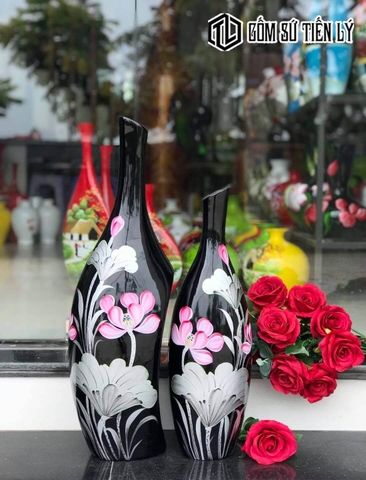 Set 2 bình decor màu đen ngọc-BTD10