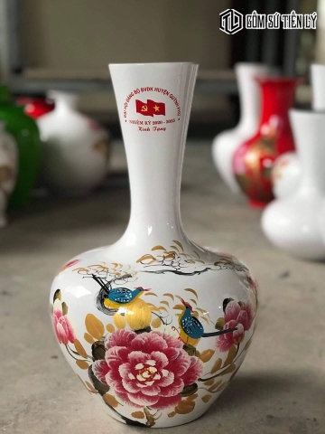 Lọ hoa quà tặng vẽ tay đẹp-GQT08