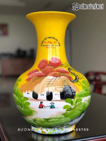 Bình gốm tặng trường học đẹp-GQT21