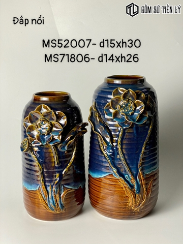 Lọ hoa đắp nổi hoạ tiết trang trí- TLN07