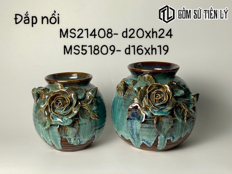 Lọ hoa hút lộc đắp nổi hoạ tiết đẹp- TLN11