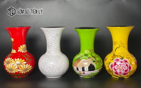 Lọ hoa sơn mài dáng tì bà Bá Tràng-TLM06