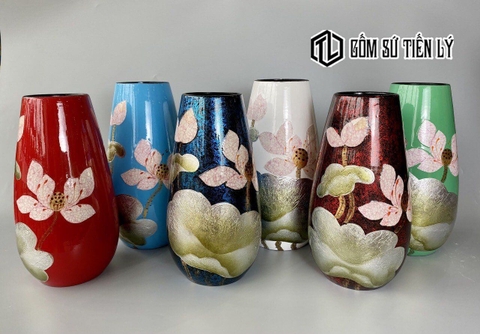 Bình hoa coa cấp vẽ hoa nhũ-TLC04
