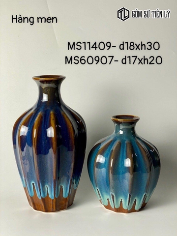 Lọ hoa Bát Tràng men hỏa biến dáng đèn lồng-TLH05