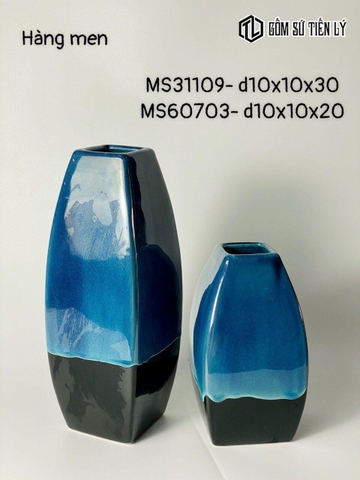 Bình hoa men hoả biến xanh biển-TLH20