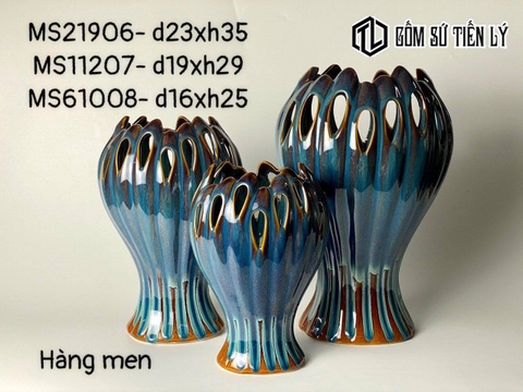 Bình hoa men hoả biến dáng đài sen-TLH21