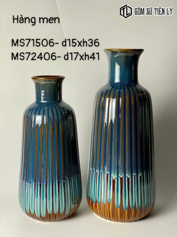 Lọ hoa gốm sứ men hoá biến dáng bom khía-TLH22