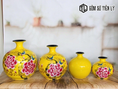 Set bình hoa sơn mài hút lộc đẹp-TLM22
