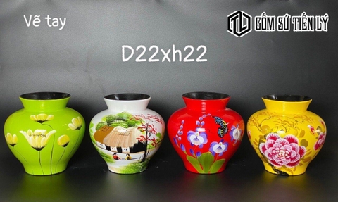 Set bình sơn mài vẽ hoa-TLM31
