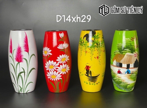 Lọ hoa sơn mài vẽ tay-TLM45