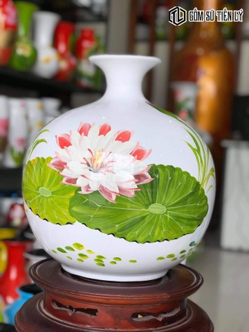 Bình hoa sơn mài vẽ hoa đào-TLM51