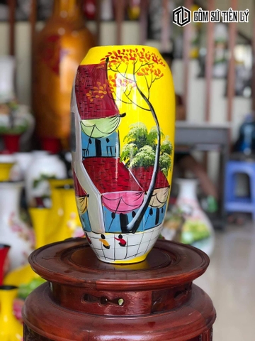 Bình sơn mài dáng giọt nước-TLM69