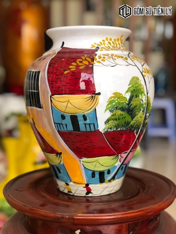 Bình hoa sơn mài dáng chum-TLM75