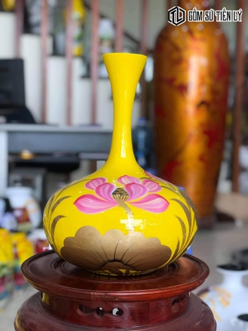Bình hoa sơn mài dáng tỏi dẹt-TLM76