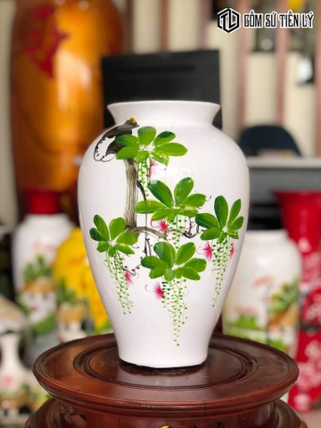 Bình sơn mài cao cấp màu trắng-TLM89