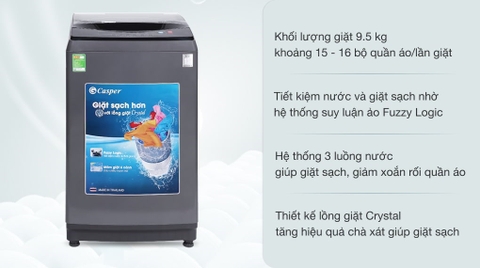 Máy giặt cửa đứng Casper 9.5 kg WT-95N68BGA