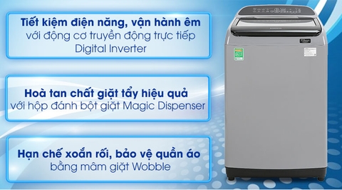 Máy giặt cửa đứng Samsung Inverter 9 kg WA90T5260BY/SV