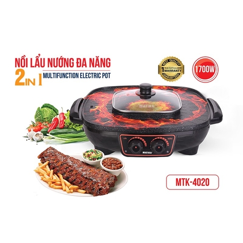 Nồi lẩu nướng 2in1 Matika MTK-4020