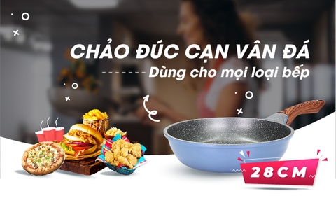 Chảo vân đá đáy từ Ecoramic size 28cm