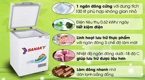 Tủ đông Sanaky 100 lít VH-1599HYK