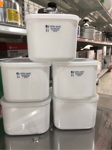 Set 5 Hộp Nhựa Đựng Thực Phẩm White Pack 1L Hàng Nhật
